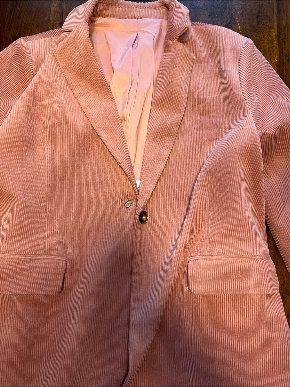 NWT Dusty Rose 100% Cotton Wide-Wale Corduroy Longline Blazer - Size Large - Picture 5 of 8